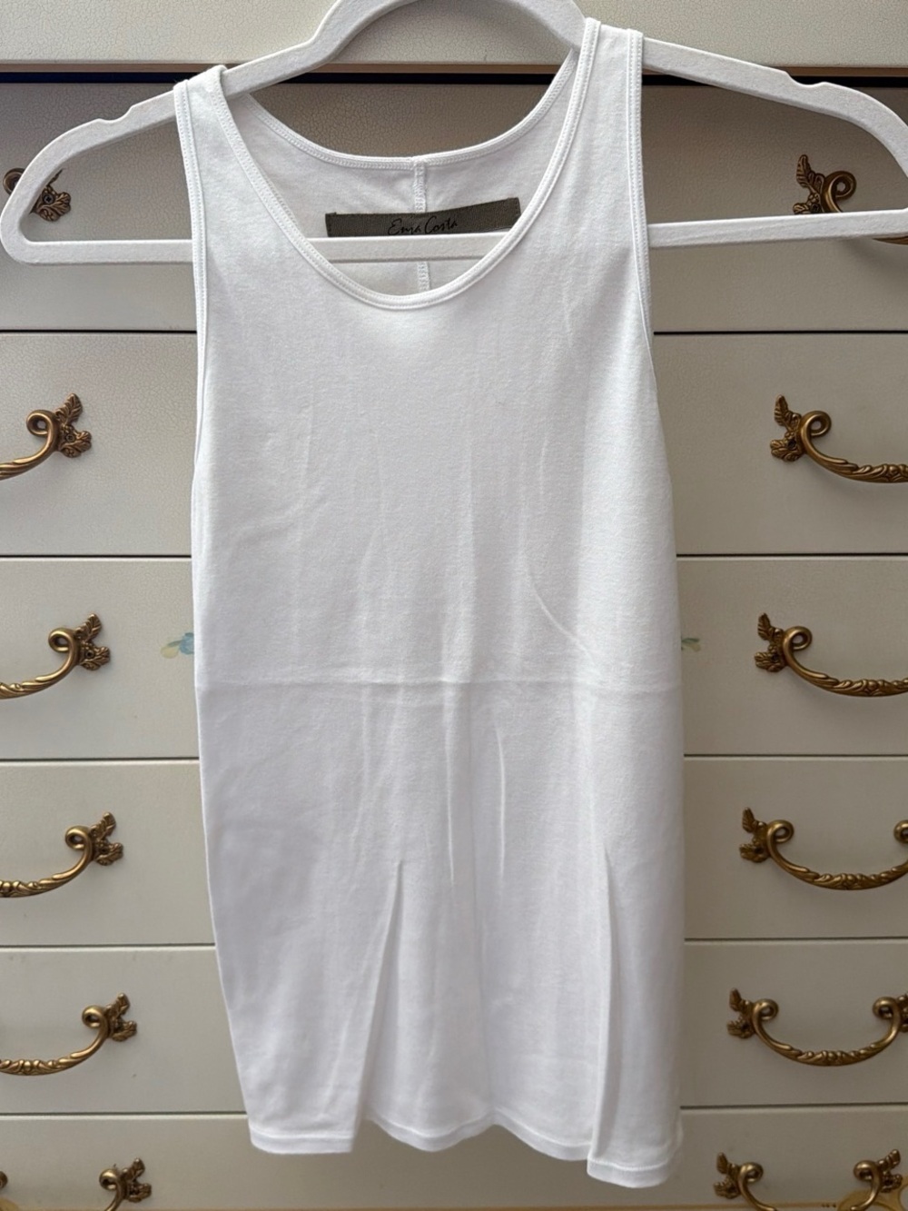 Enza Costa White Tank with Scoop Neck